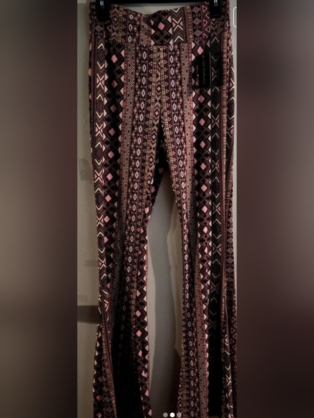 Dalia Collection Pink and Black Tribal Flare Pants - Picture 6 of 13